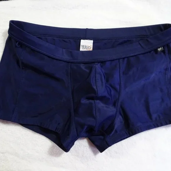 Tulio Men's Men's Square Cut Swim Trunk, w C-Ring Pouch, Navy, Nylon, XL (34-38) - Picture 9 of 14